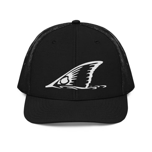 White Redfish Tail Embroidered Trucker Cap for Outdoor Style - Adjustable Comfort and Classic Fit